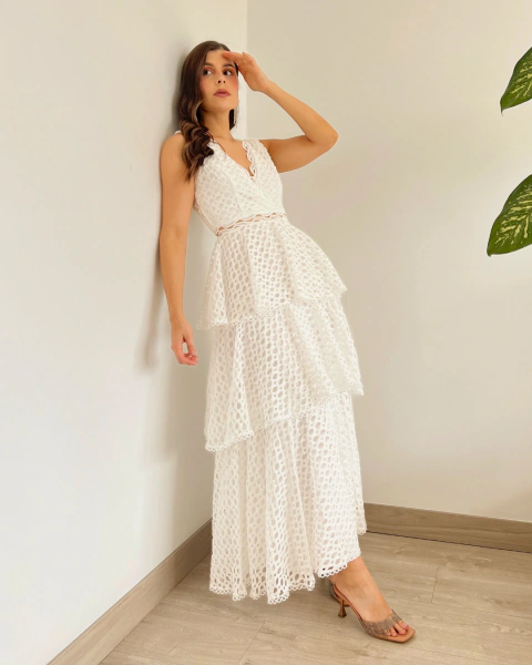 Vestido Largo Blanco T.143 - tienda online