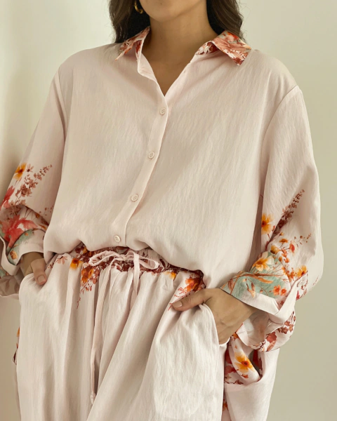 Pantalón rosa estampado floral T.198 - comprar online