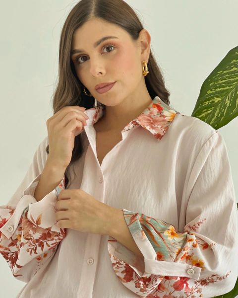 Imagen de Blusón rosa estampado floral T.197