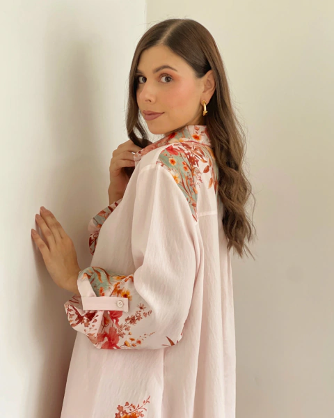Blusón rosa estampado floral T.197
