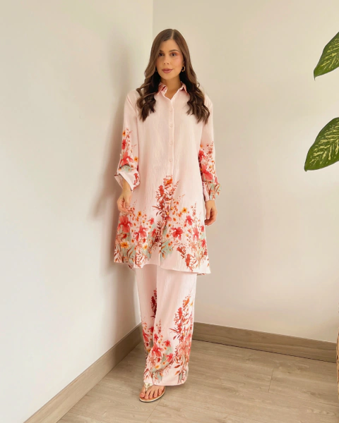Blusón rosa estampado floral T.197