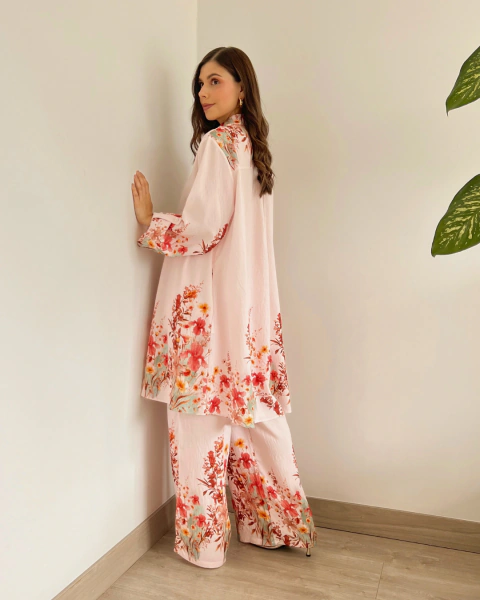 Pantalón rosa estampado floral T.198 - comprar online