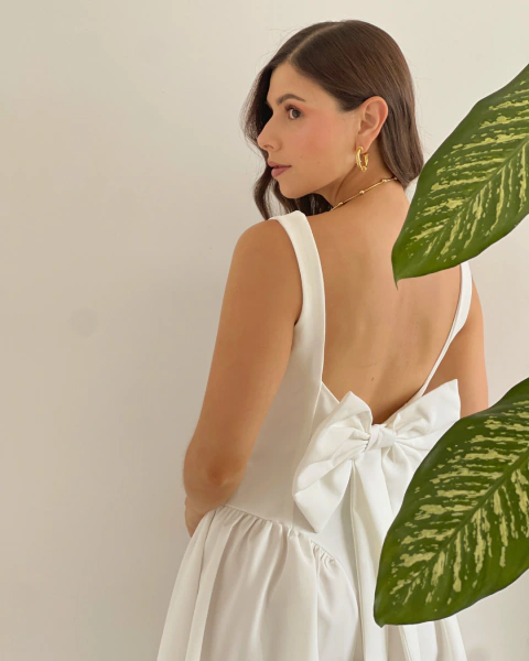 Vestido Corto Blanco con Lazo T.177 en internet