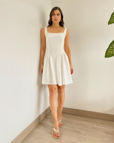 Vestido Corto Blanco con Lazo T.177 - tienda online