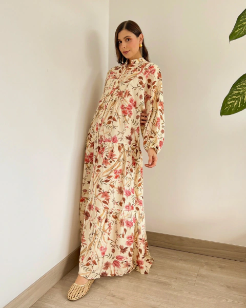 Vestido T.195 CREMA floral - comprar online