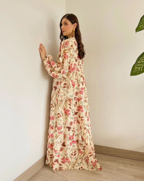 Vestido T.195 CREMA floral - primia 