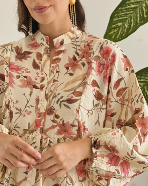Vestido T.195 CREMA floral - tienda online