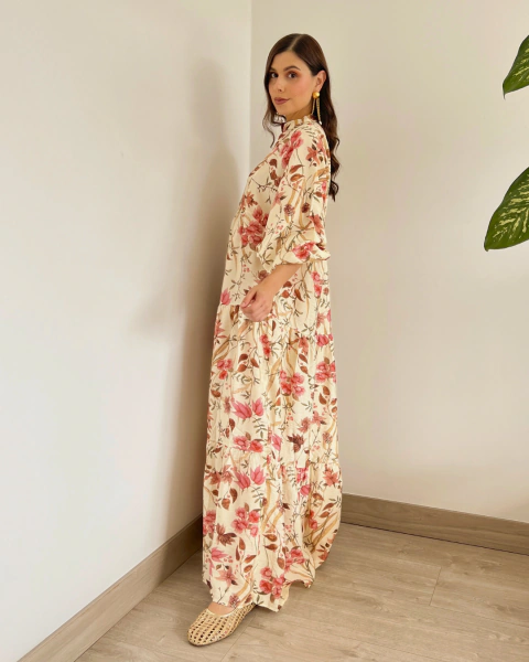Vestido T.195 CREMA floral - comprar online