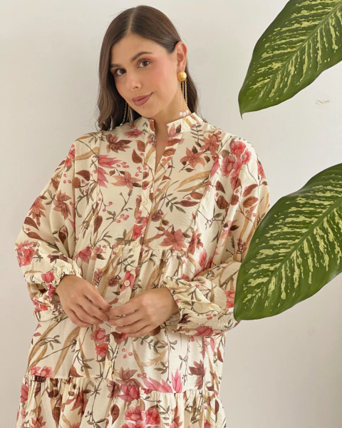 Vestido T.195 CREMA floral en internet