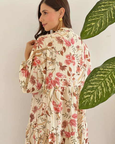 Imagen de Vestido T.195 CREMA floral