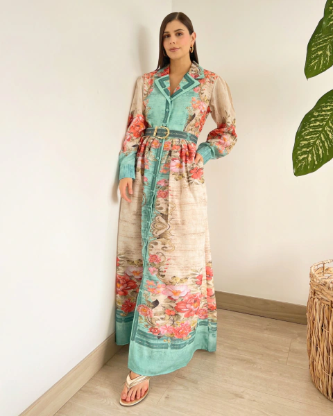 Vestido T.210 largo camisero – vista frontal completa