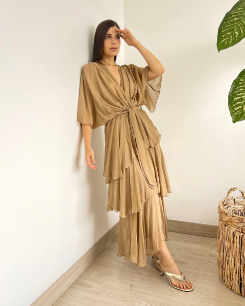 Vestido ROMINA CAMEL - comprar online