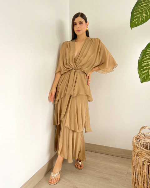 Vestido ROMINA CAMEL - tienda online