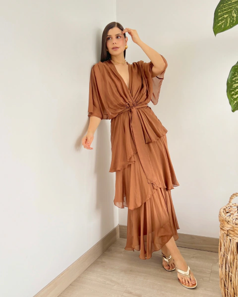 Vestido ROMINA CARAMELO - comprar online