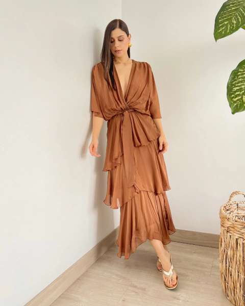 Vestido ROMINA CARAMELO - comprar online