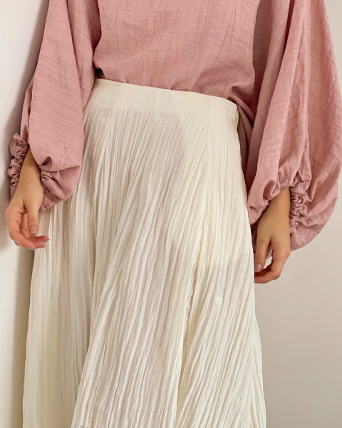 Falda Larga Fluida para Mujer T.209 Blanca - primia 