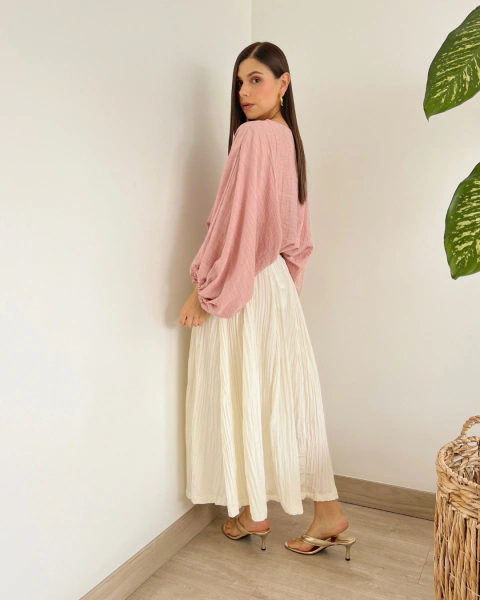 Falda Larga Fluida para Mujer T.209 Blanca - tienda online