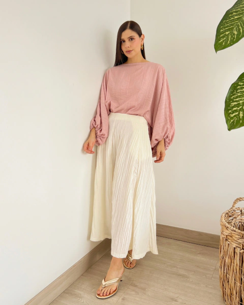 Imagen de Falda Larga Fluida para Mujer T.209 Blanca