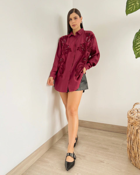 Blusón Vino con Flores T.193 - tienda online