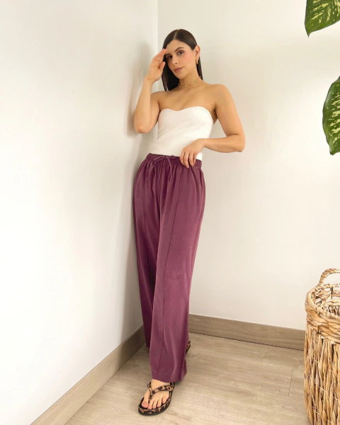 Pantalón T.169 Vino Pierna Ancha