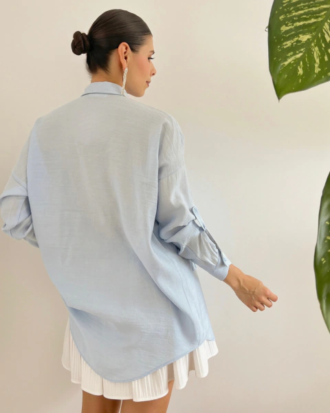 Blusón T.193 Azul Claro con Flores en Relieve - tienda online