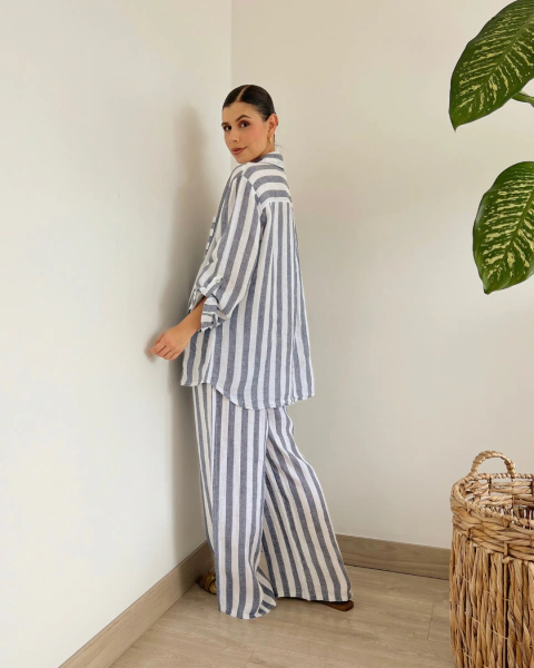 Imagen de Camisa M.008 a Rayas Azul y Blanco