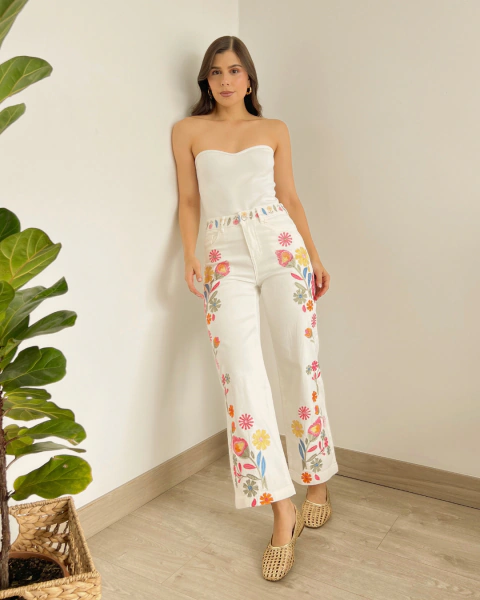 Jean ANGELICA Bordado Floral - comprar online