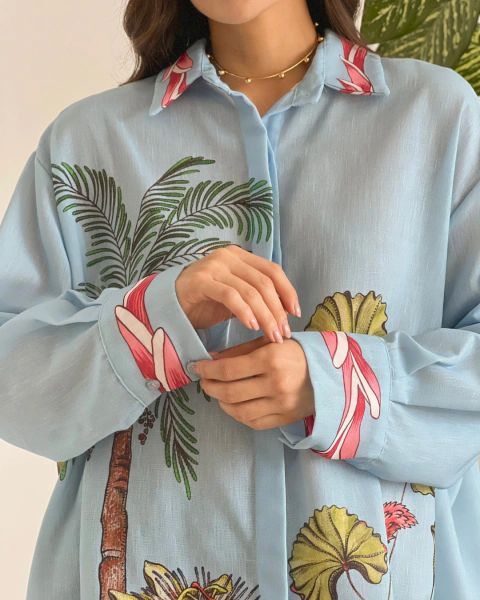 Blusón P.087 Azul Estampado - primia