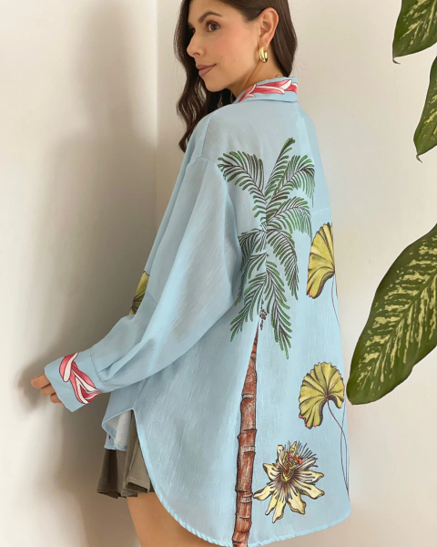 Blusón P.087 Azul Estampado - tienda online