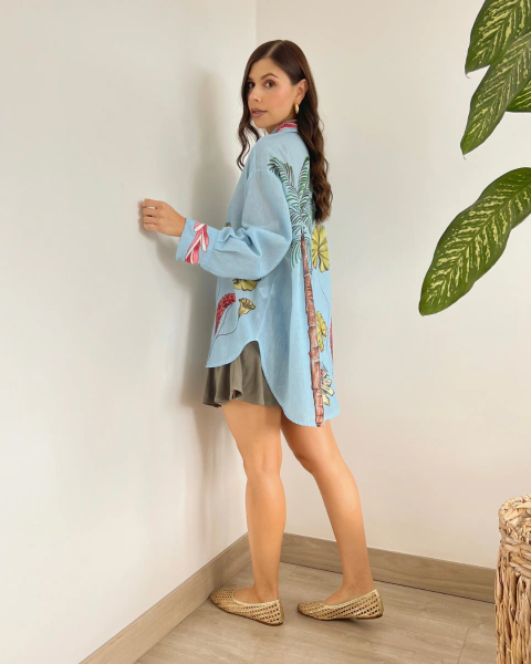 Imagen de Blusón P.087 Azul Estampado