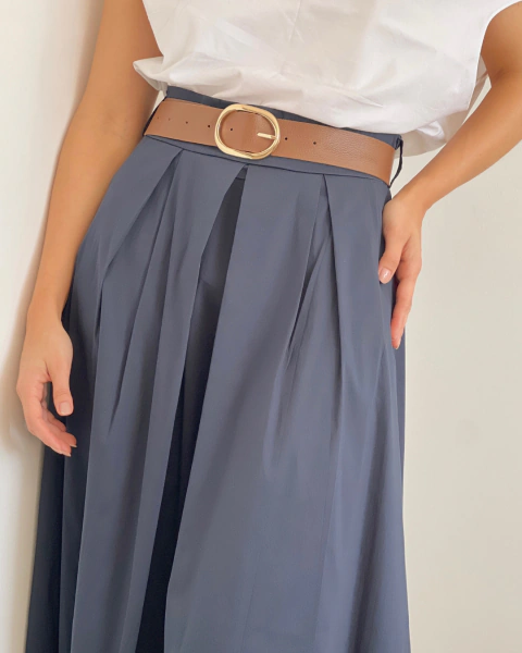 Imagen de Falda Midi P.101 de Pliegues Azul Oscuro