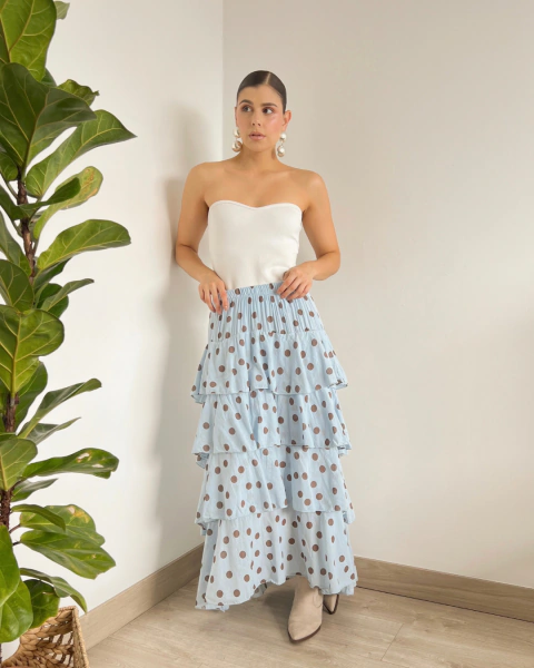 FALDA M.004 AZUL CON LUNARES - comprar online