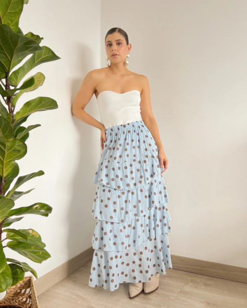 FALDA M.004 AZUL CON LUNARES en internet