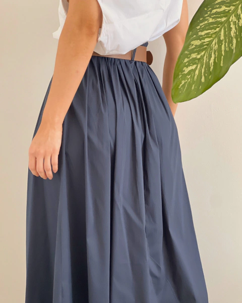 Falda Midi P.101 de Pliegues Azul Oscuro - tienda online