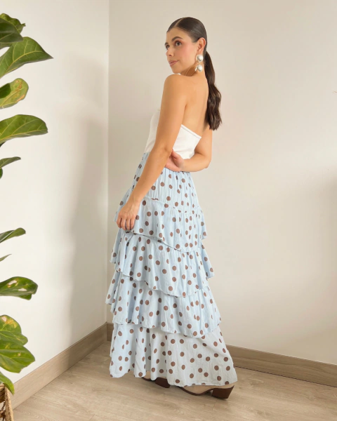 FALDA M.004 AZUL CON LUNARES - primia 