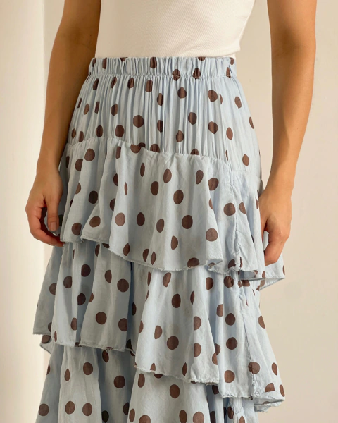 FALDA M.004 AZUL CON LUNARES - tienda online