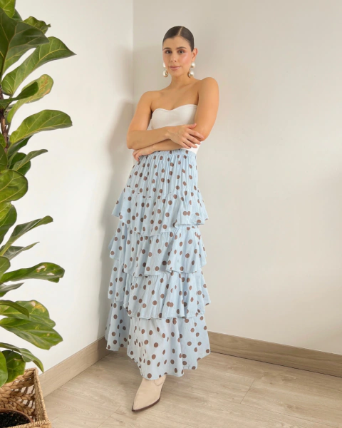 Imagen de FALDA M.004 AZUL CON LUNARES