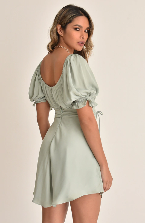 Vestido corto satinado SERAFINA - comprar online