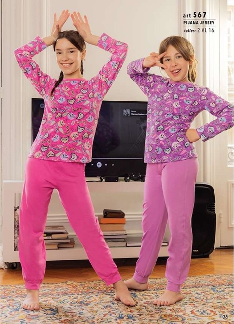 Pijama Nena Gatitos Lila Piache Piu