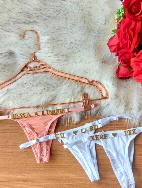 CALCINHA FIO TANGA SENSUAL FRASES E NOMES PERSONALIZADOS REGULAGEM ESTILOSA DIVERTIDA ENVIO IMEDIATO - comprar online