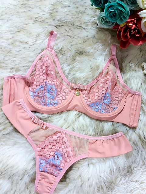 CONJUNTO SEDUÇÃO EM TULE E RENDA SEM BOJO