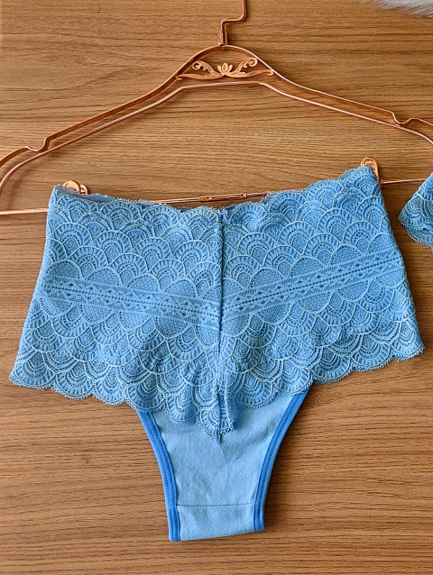 CALCINHA CINTURA ALTA COM RENDA REFORÇADA EM COTTON - comprar online