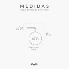 Aplique de pared Bombay con globo de vidrio - tienda online