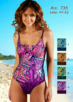 Malla entera estampada escote V taza forrada-Marson (MRS735) - comprar online