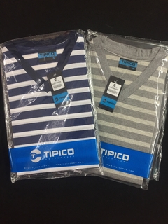Pijama de jersey rayado 100% algodón, pantalon c/ bolsillos-Típico (TP798) - comprar online