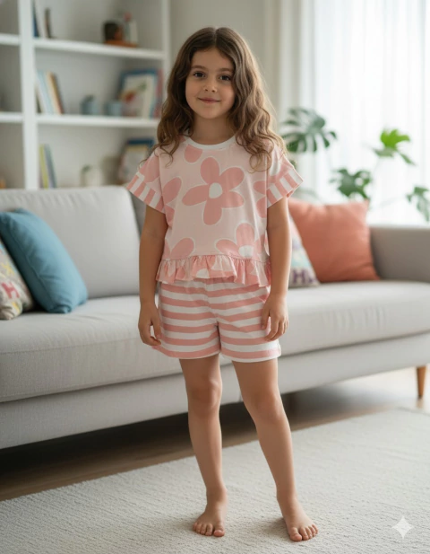 Pijama FLORES Y RAYAS - comprar online