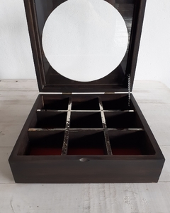 Caja de té de madera y alpaca - 9 divisiones en internet