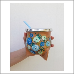 Mate de calabaza forrado en cuero y pintados a mano - comprar online