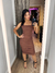VESTIDO DRAPEADO CANELADO MARROM - comprar online