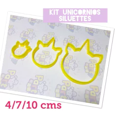 cortante galletitas unicornios siluettes x 03u de 4/7/10 cms C450